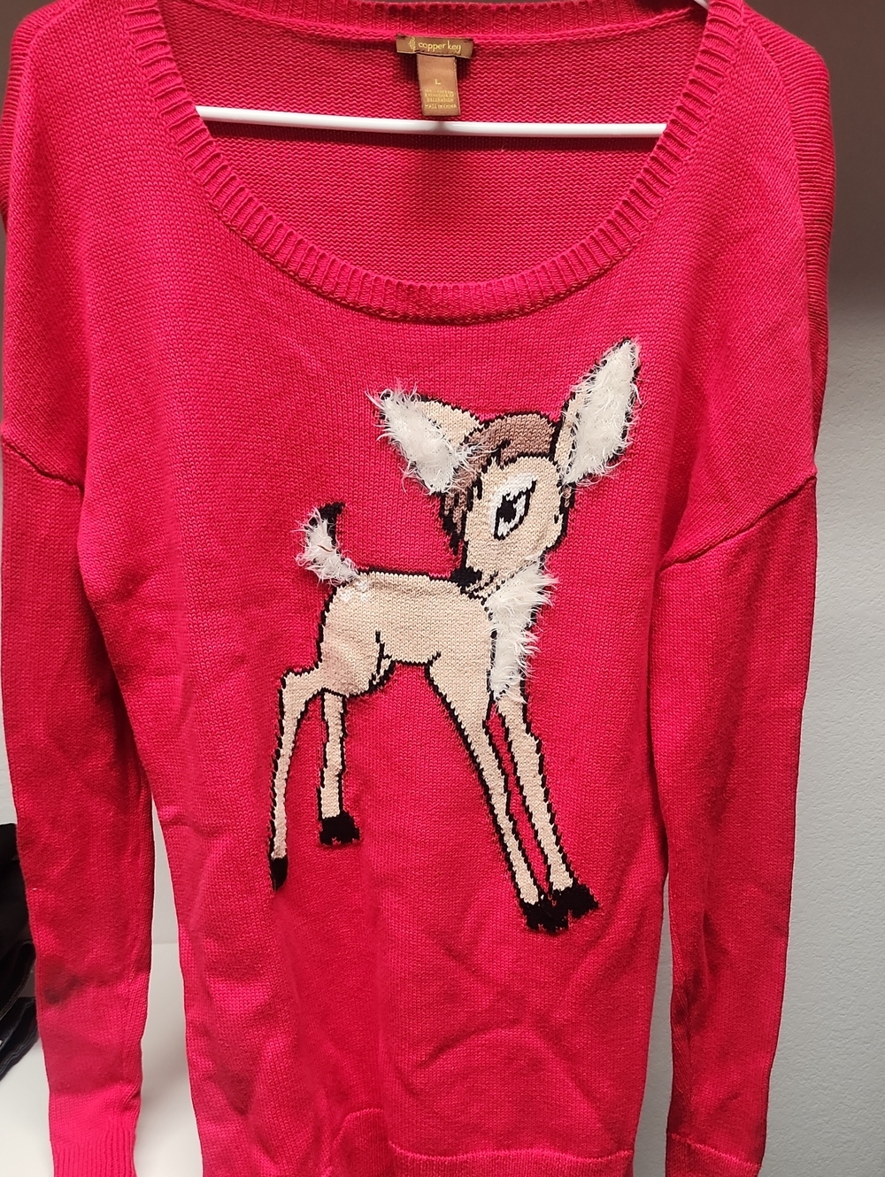 Copper Key Red Deer Scoopneck Sweater